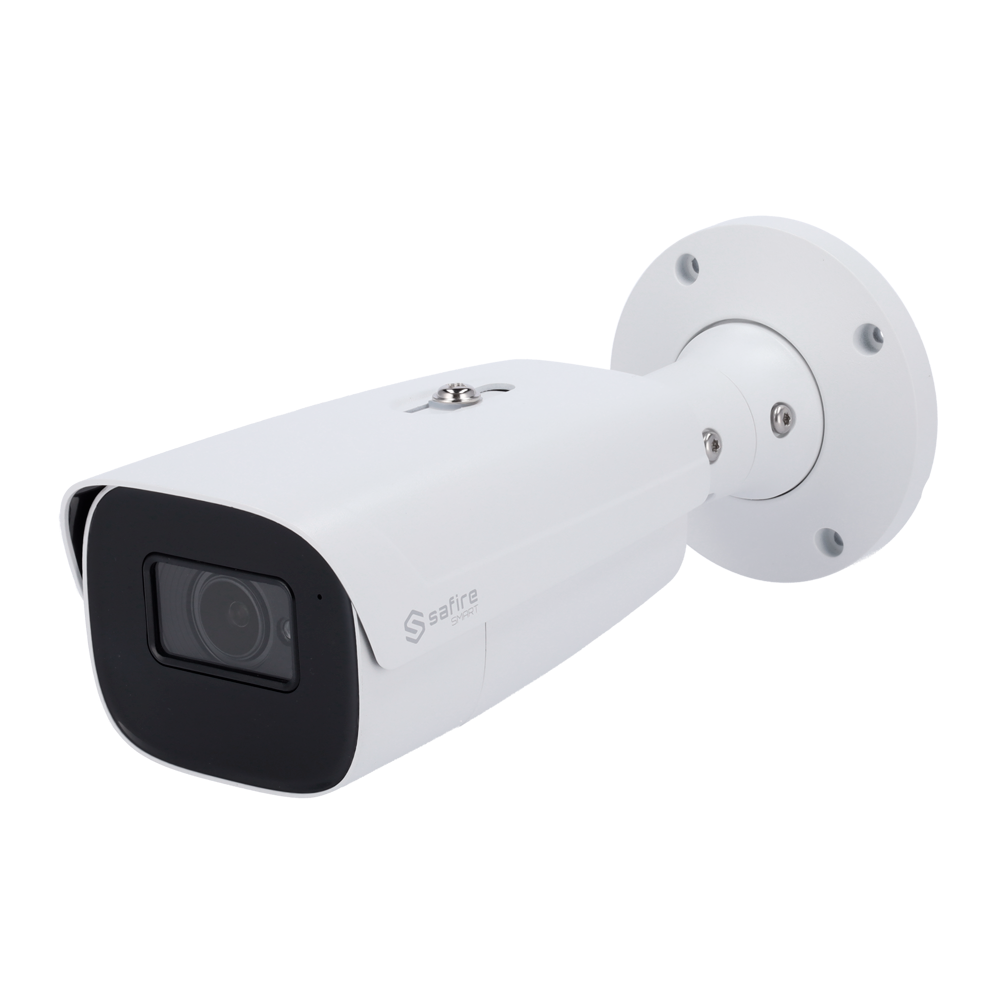Telecamera Bullet IP Safire Smart 4 MP, ottica motorizzata 8-32 mm, lettura targhe LPR, audio, IR 100 m