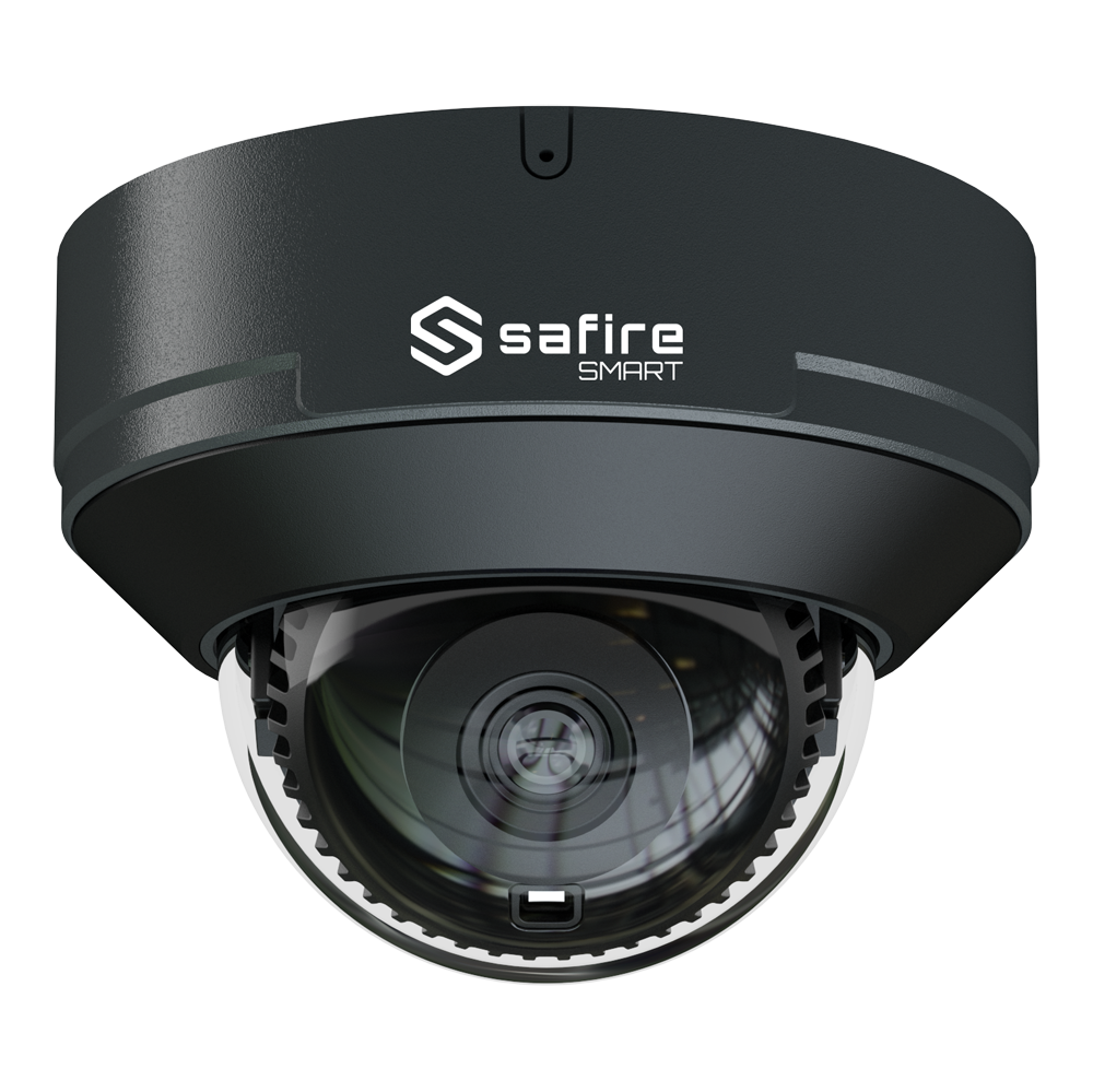 Safire Smart - Telecamera Dome IP gamma E1 Intelligenza Artificiale - Risoluzione 4 Megapixel (2566x1440) - Ottica 2.8 mm | Microfono integrato | IR 30m - IA: Classificazione di persone e veicoli - Waterproof IP67; IK10 | PoE (IEEE802.3af)