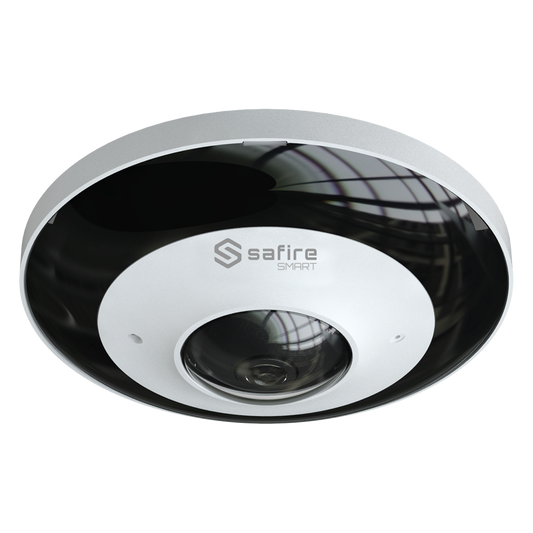 Safire Smart - Telecamera Dome IP Fisheye gamma I1 - Risoluzione 6 Megapixel (2160x2160) - Ottica 1.1 mm, grandangolo 360° - Audio, Allarmi, Scheda MicroSD 256GB - Waterproof IP67 | PoE (IEEE802.3af)