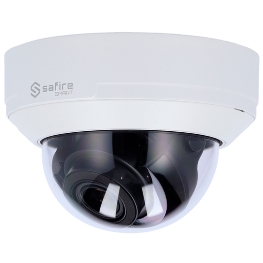 Telecamera Dome IP Safire Smart 8 MP, ottica motorizzata 2.8-12 mm, AI, audio, IR 50 m