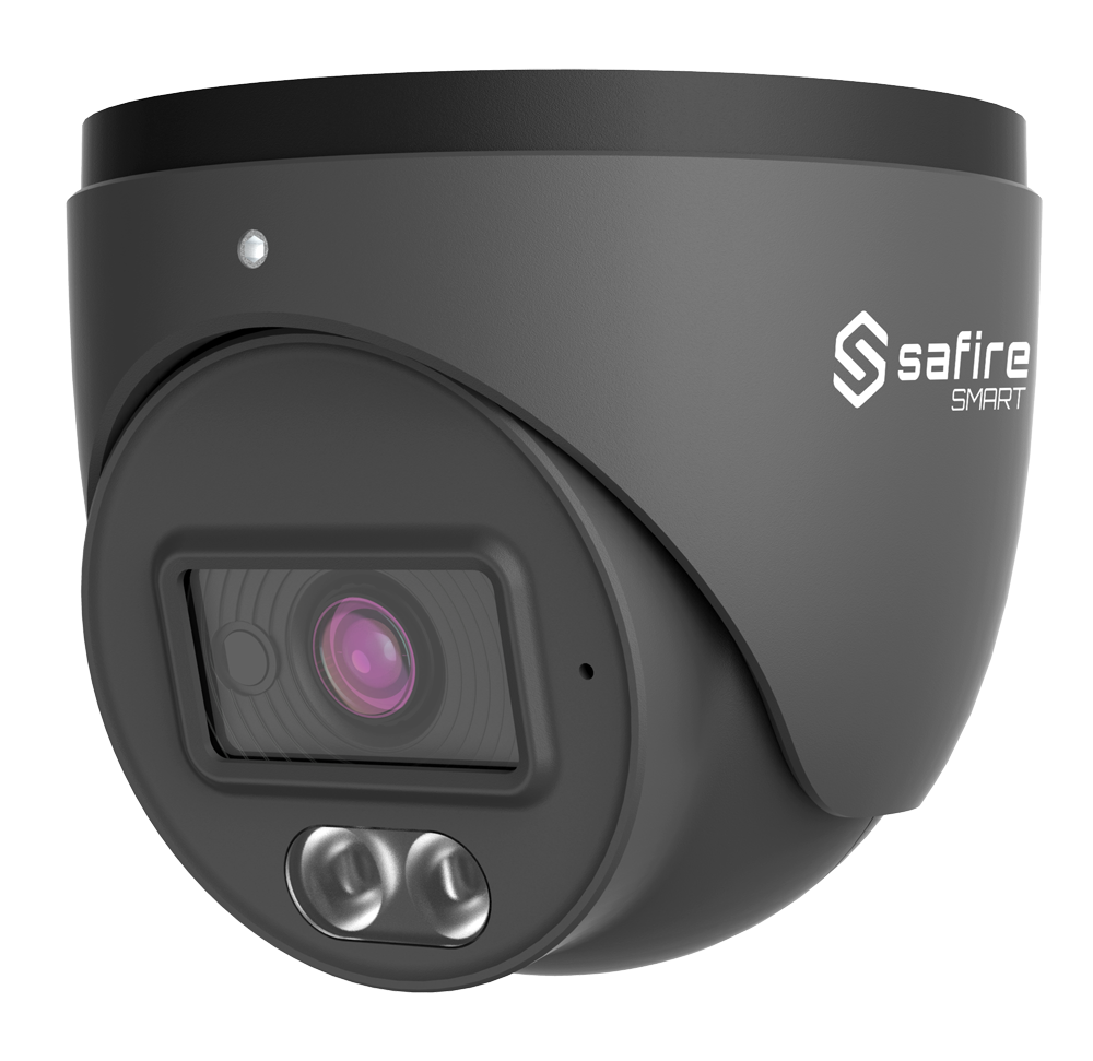 SF-IPT010A-4B1-DL-GREY Safire Smart - Telecamera Turret IP  -  4 Megapixel  - Ottica 2.8 mm | Rilevamento avanzato del movimento - Doppia illuminazione: IR + Bianco portata 20 m | Microfono 