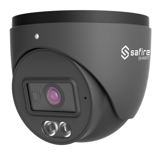 SF-IPT010A-4B1-DL-GREY Safire Smart - Telecamera Turret IP  -  4 Megapixel  - Ottica 2.8 mm | Rilevamento avanzato del movimento - Doppia illuminazione: IR + Bianco portata 20 m | Microfono 