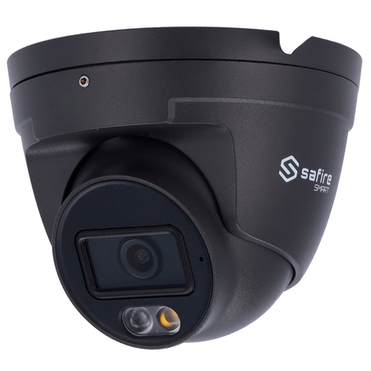 SF-IPT020A-4E1-DL-GREY Safire Smart Telecamera Turret IP gamma E1 IA - Colore Grigio -  4 Megapixel  - Ottica 2.8 mm | Microfono integrato | DL 30m - IA: Classificazione di persone e veicoli  | P2P