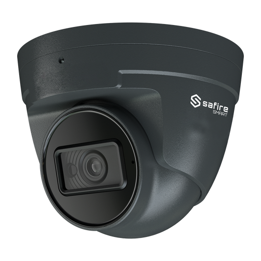 Safire Smart - Telecamera Turret IP gamma E1 Intelligenza Artificiale - Risoluzione 4 Megapixel (2566x1440) - Ottica 2.8 mm | Microfono integrato | IR 30m - IA: Classificazione di persone e veicoli - Waterproof IP67 | PoE (IEEE802.3af)