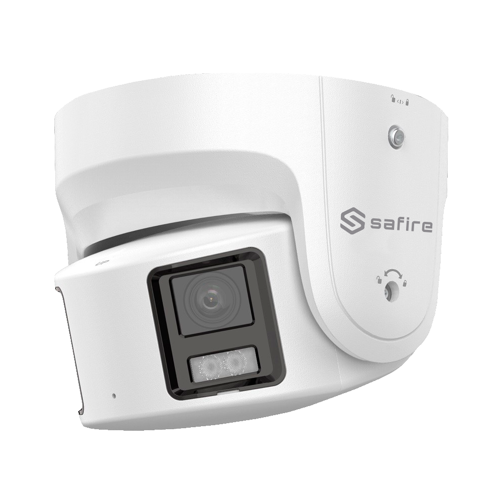 Telecamera Panoramica Turret 4 Megapixel - 2x 1/2.5" Progressive Scan CMOS Night Color - Ottica 2.8mm, Visione panoramica 180° - Compressione H.265+ / H.265 - Truesense2: Miglioramento del filtro per i falsi allarmi - Protezione IP67, PoE 802.3af