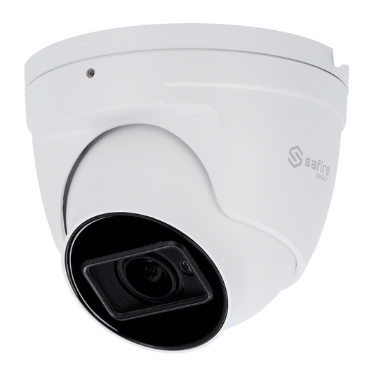 Safire Smart - Telecamera Turret IP gamma E1 Intelligenza Artificiale - Risoluzione 4 Megapixel (2566x1440) - Ottica Motorizzata 2.8~12mm | Microfono | IR 50m - IA: Classificazione di persone e veicoli - Waterproof IP67 | PoE (IEEE802.3af)