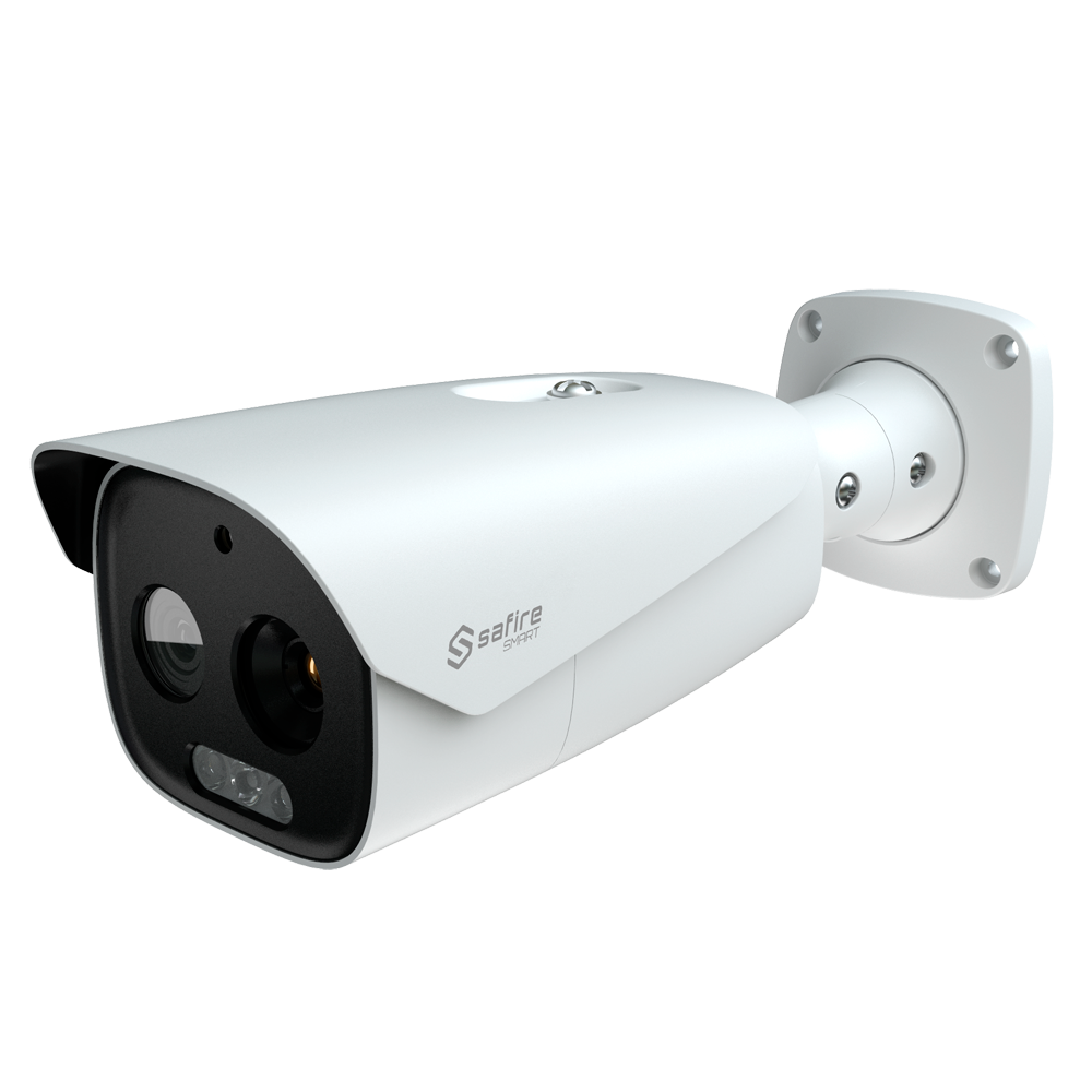 Telecamera termica bispettrale Bullet IP Safire Smart 384x288 + ottica 5 MP, obiettivo 25 mm, rilevamento intelligente