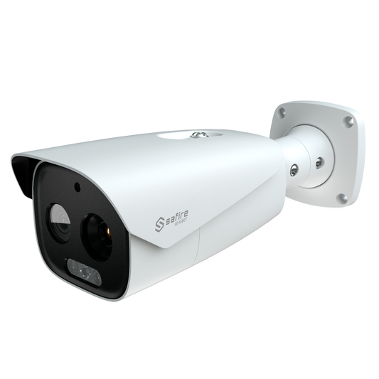 Telecamera termica bispettrale Bullet IP Safire Smart 384x288 + ottica 5 MP, obiettivo 25 mm, rilevamento intelligente