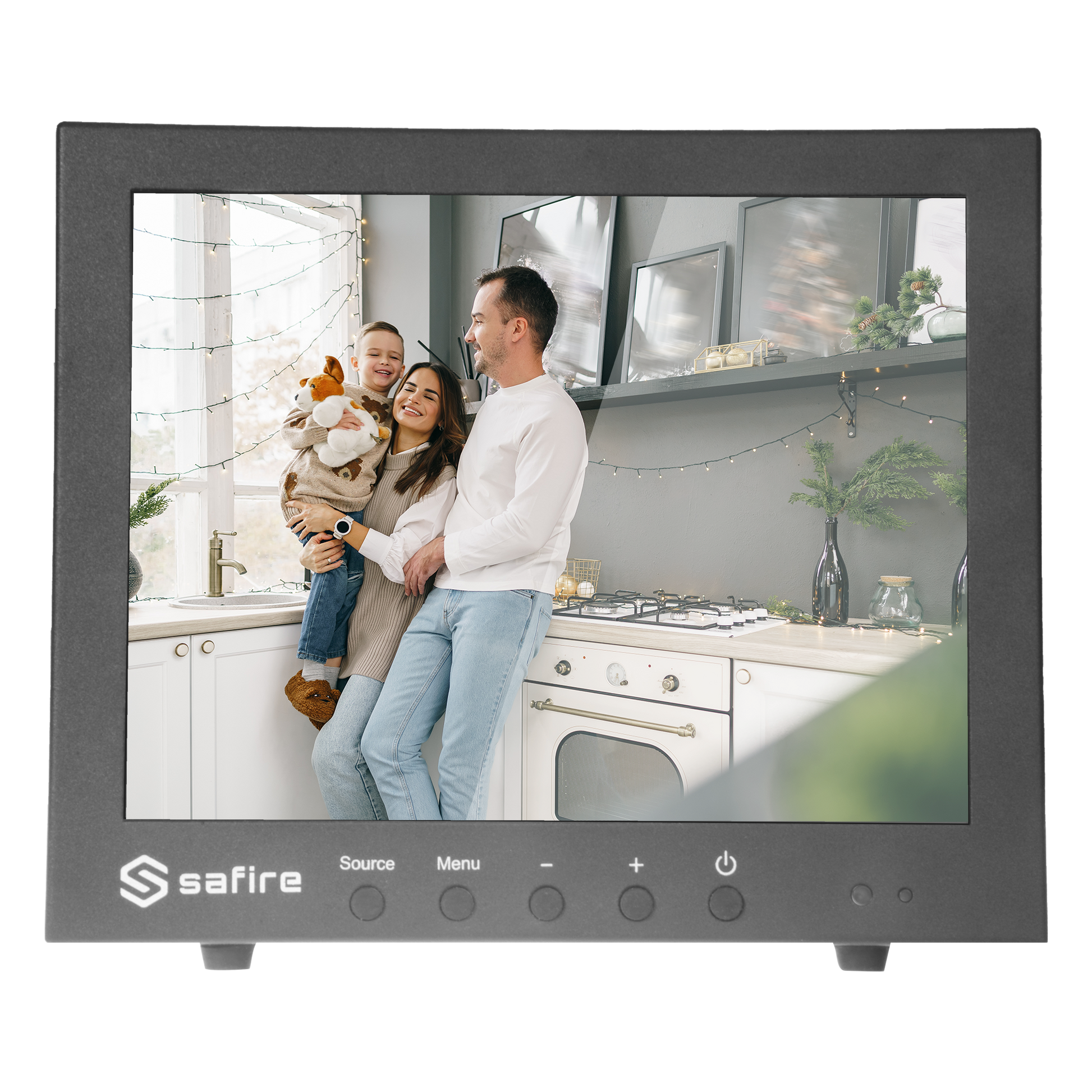 Monitor SAFIRE LED 10" - Progettato per la videosorveglianza - Formato 4:3 - VGA, HDMI, BNC loop e audio - Risoluzione 1024x768 - Altoparlanti integrati