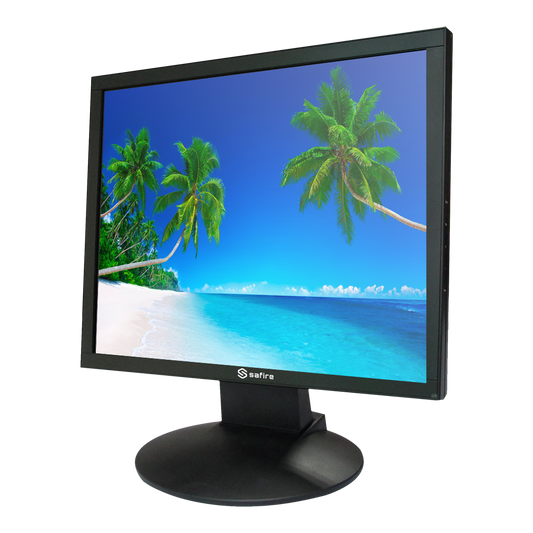 Monitor SAFIRE LED 19" - Progettato per la videosorveglianza 24/7 - HDMI, VGA, BNC e Audio - Risoluzione 1280x1024 - Altoparlanti integrati - Supporto VESA 75x75 mm