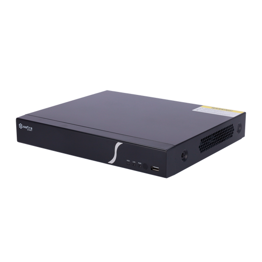 Safire Smart - Videoregistratore NVR per telecamere IP gamma B1 - 4 CH video / Compressione H.265 - Risoluzione fino a 8Mpx / Larghezza di banda 40Mbps - Uscita HDMI 4K e VGA / 1HDD - Supporta eventi VCA da telecamere IP / Funzione POS