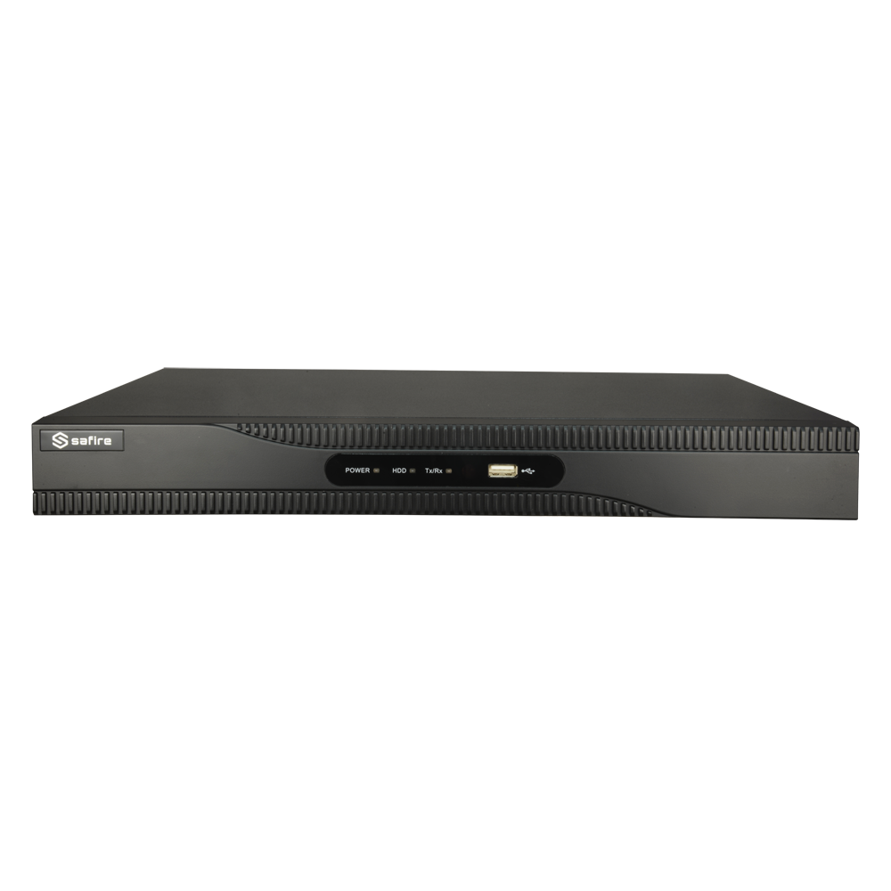 Safire Videoregistratore NVR per telecamere IP - 16 CH video / Compressione H.265+ - Connessione Wireless 4G - Risoluzione massima 8.0 Mp - Larghezza di banda 160 Mbps - Uscita HDMI 4K e VGA