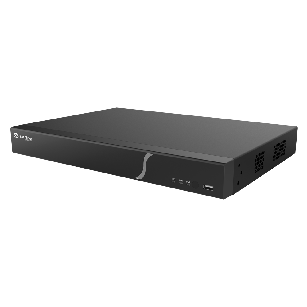 Safire Smart - Videoregistratore NVR per telecamere IP gamma B2 - 32CH video / Compressione H.265S / 2HDD - Risoluzione fino a 12Mpx / Larghezza di banda 192Mbps - 2 HDMI e VGA / Dewarping Fisheye - Riconoscimento facciale, Metadati video
