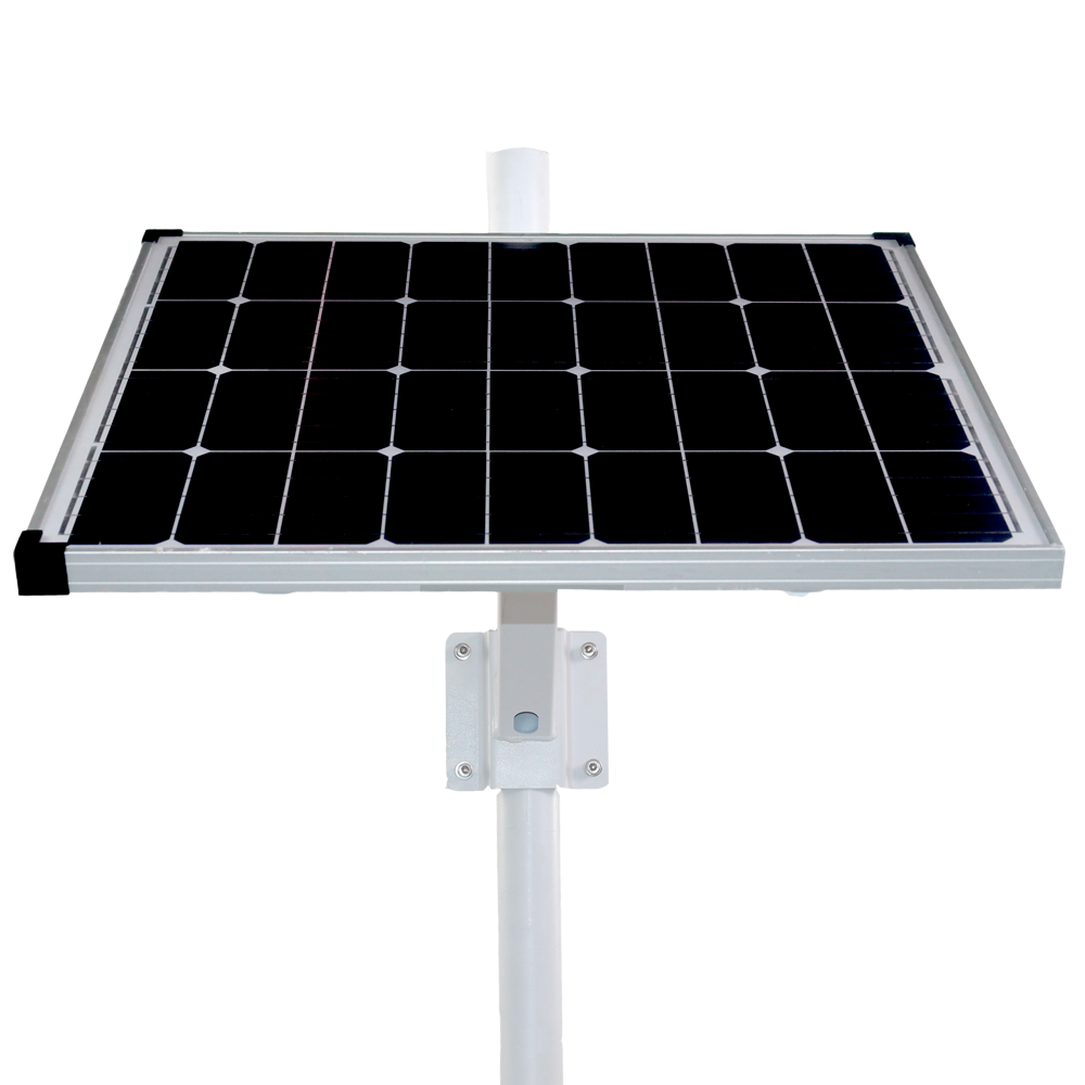 Sistema di alimentazione stand-alone per TVCC - Pannello solare da 80W - Batteria al Litio LiFePo 256Wh (20Ah) - Controller MPPT integrato | Converter AC/DC - Staffa per montaggio su palo - RS-485 per la comunicazione | Connessione al lampione