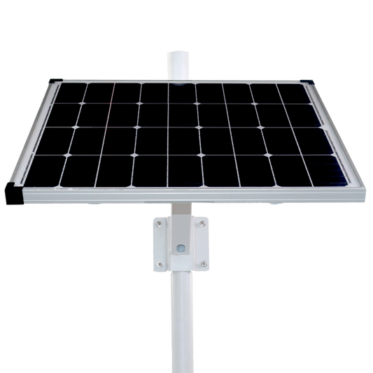 Sistema di alimentazione stand-alone per TVCC - Pannello solare da 80W - Batteria al Litio LiFePo 256Wh (20Ah) - Controller MPPT integrato | Converter AC/DC - Staffa per montaggio su palo - RS-485 per la comunicazione | Connessione al lampione