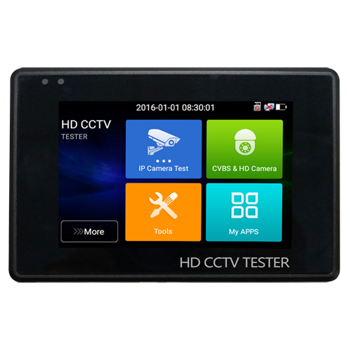 Tester TVCC multifunzionale da polso - Supporta telecamere HDTVI, HDCVI, AHD, CVBS e IP - Risoluzione del tester fino a 4K - Schermo LCD colore 4" - Batteria integrata di 2400mA - Funzionamento semplice