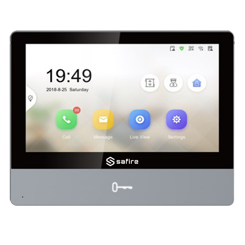 Monitor per videocitofono Safire - Display IPS di 7" - Audio bidirezionale - TCP/IP, WiFi, SIP - Slot per scheda microSD fino a 32GB - Montaggio in superficie
