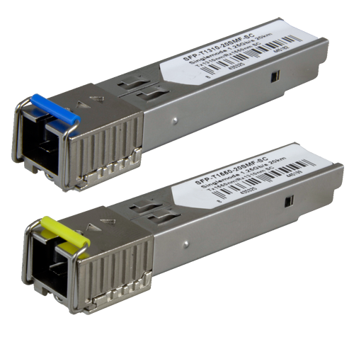 Coppia di moduli trasmettitori SFP - Tx 1550/1310 nm Rx 1310/1550 nm - Fibra Monomodale - Connettore SC Simplex - BiDi - Massimo 20 km - 1.25Gb/s - 1000Base-LX