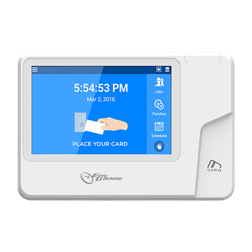 Controllo Presenze - Schede EM RFID e tastiera - 1.000 usuari / 1.000.000 registri - WiFi, TCP/IP, USB e Wiegand e PoE - Touch screen di 5.0" - Software sul cloud EasyClocking non incluso.