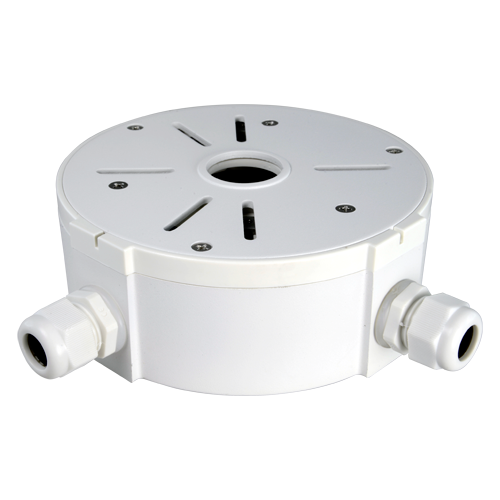 Scatola di giunzione - Per telecamere bullet o dome - Per esterni - Installazione a tetto o parete - Colore bianco - Passacavo / Fori multipli