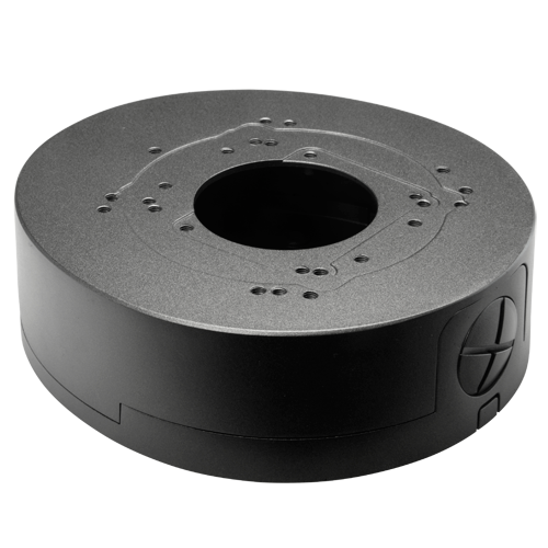 Scatola di giunzione - Per telecamere dome - Adatto per esterni - Installazione a tetto o parete - Colore nero - Passacavo