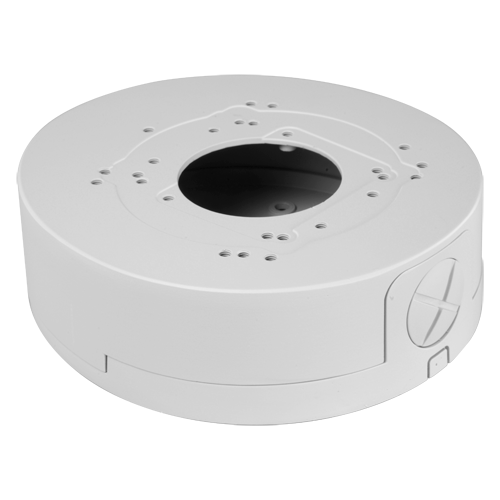 Scatola di giunzione - Per telecamere dome - Adatto per esterni - Installazione a tetto o parete - Colore bianco - Passacavo