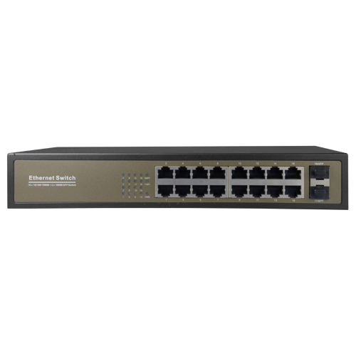 Switch da tavolo - 16 porte Gigabit RJ45 - 2 SFP Uplink Port 10/100/1000 Mbps - Velocità  10/100/1000 Mbps - Plug & Play - Tecnologia di risparmio energetico