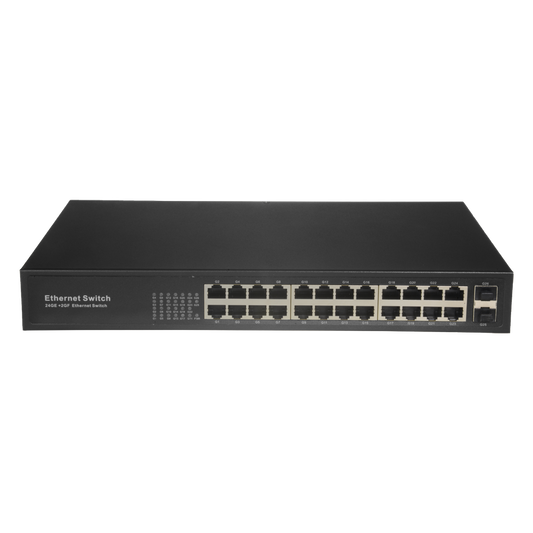 Switch - 24 porte RJ45 + 2 SFP GIGA - Velocità  della porta 10/100/1000 Mbps - Massimo 20W - Plug & Play - Tecnologia di risparmio energetico