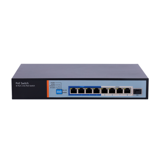 Switch Hi-PoE - 8 porte PoE + 1 Uplink SFP 10G  - Velocità  porte Multi-Gigabit 2,5/1Gbps  - 8 Porte PoE+ 30W + 4 Porte Hi-PoE 90W - PoE Watchdog - Fino a 150W Potenza PoE totale
