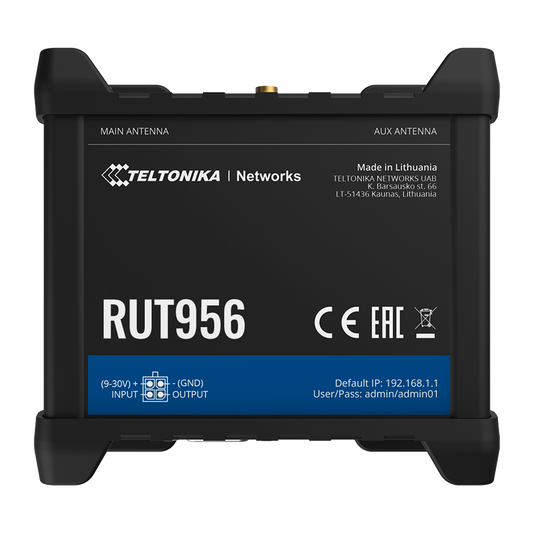 Teltonika Router 4G Industriale - 4 porte Ethernet RJ45 Fast Ethernet - Dual SIM 4G (LTE) Cat 4 fino a 150Mbps - 3x Ingresso + 3x Uscita Digitale + RS232 + RS485 - Wi-Fi 802.11b/g/n 2.4GHz - GNSS