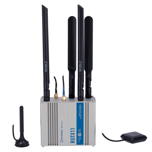 Teltonika Router 4G Industriale - Dual SIM 4G Cat 6 - Wi-Fi 5 - Bluetooth LE 4.0 - Posizionamento GNSS - 4 porte Ethernet RJ45 Gigabit