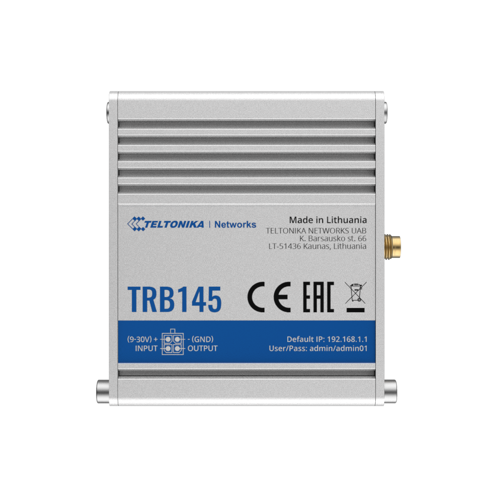 Teltonika Gateway 4G Industrial - 4G Cat 1 / 3G / 2G - Porta RS485 - Connettore Micro USB - Design compatto