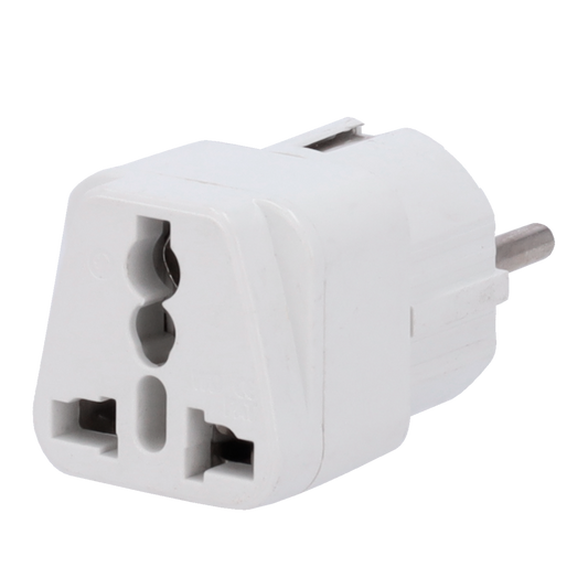 Adattatore  - Da Spina Tipo G (UK) a Spina Tipo F (UE)  - Tensione 250V AC - Corrente massima in uscita 10-16 A - Colore bianco