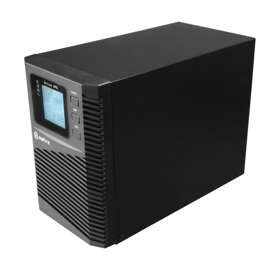 SAI online - Potenza 3000VA/2700W - Entrata 200~240 Vac / Uscita 200~240 Vac - 4 prese di backup protette di tipo IEC - Tempo di ricarica 4~5 ore - 6 batterie al piombo-acido sigillate (incluse)