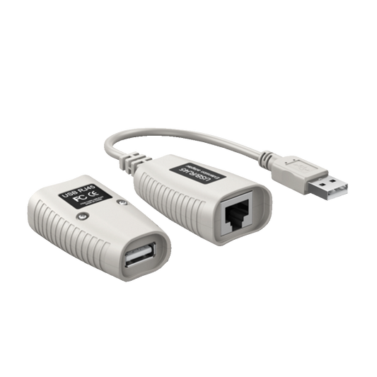 Estensore USB - 1 emittente USB a RJ45 - 1 ricevitore RJ45 a USB - Lunghezza massima 50 m - Plug and Play
