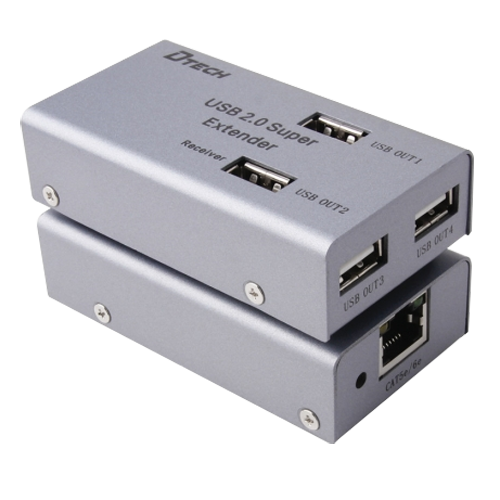 Estensore USB LAN - 1 entrata USB - 4 uscite USB - Lunghezza massima di connessione 50m  - Plug and Play