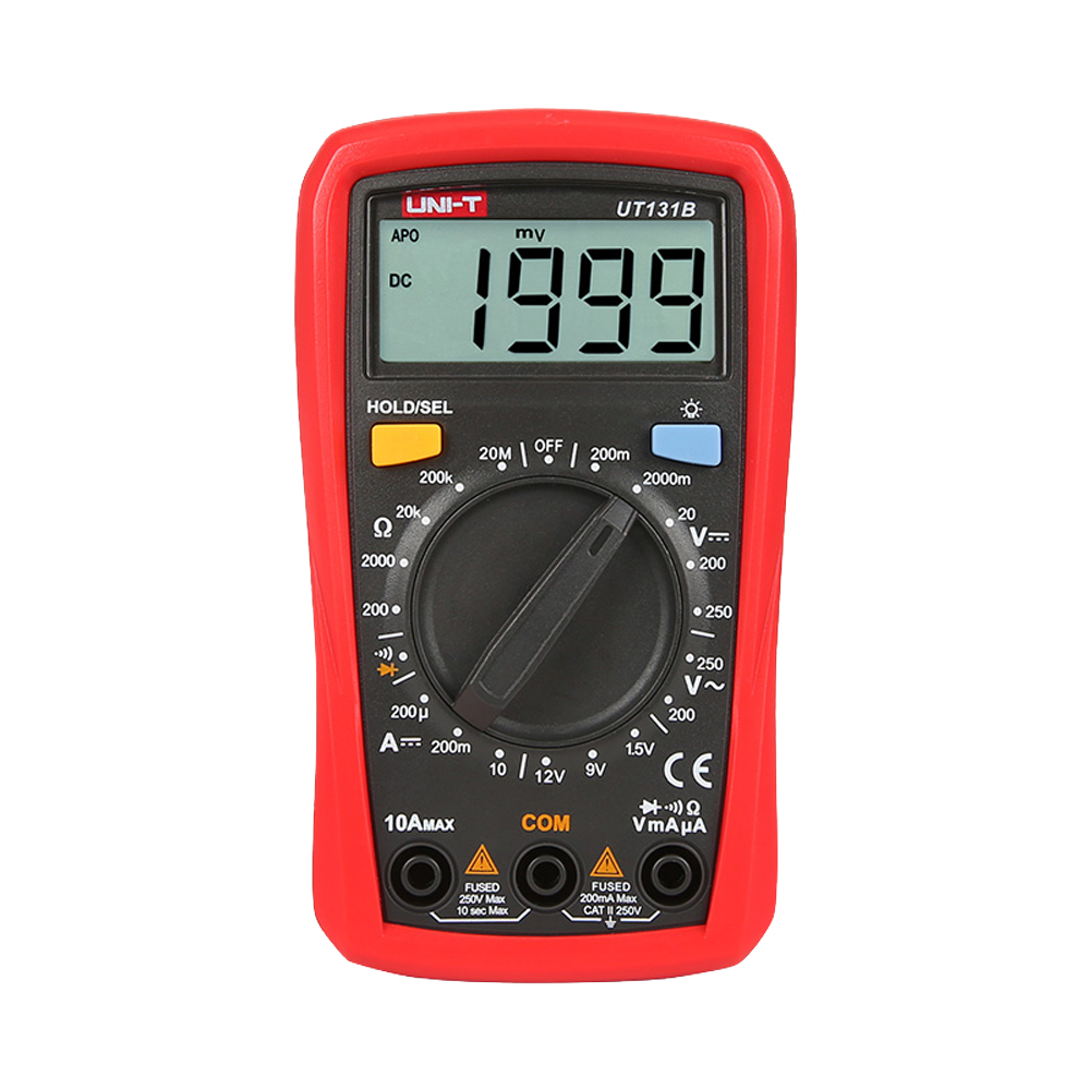 Multimetro digitale portatile LCD - Misurazione della tensione DC e AC fino a 250V - Misura della corrente DC fino a 10A - Test di batterie - Misurazione di resistenza - Cicalino per test di continuità 