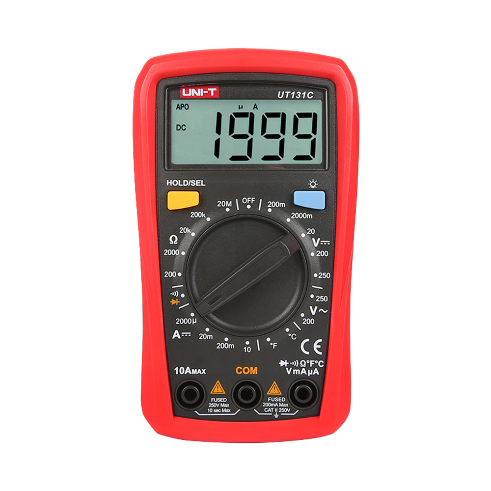 Multimetro digitale portatile LCD - Misurazione della tensione DC e AC fino a 250V - Misura della corrente DC fino a 10A - Misura della temperatura - Misurazione di resistenza - Cicalino per test di continuità 