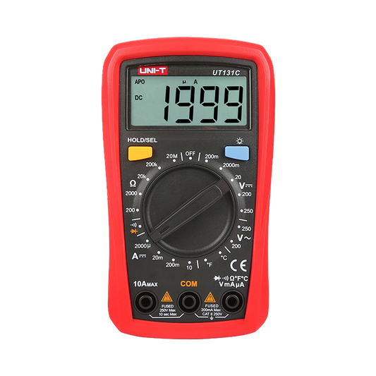 Multimetro digitale portatile LCD - Misurazione della tensione DC e AC fino a 250V - Misura della corrente DC fino a 10A - Misura della temperatura - Misurazione di resistenza - Cicalino per test di continuità 