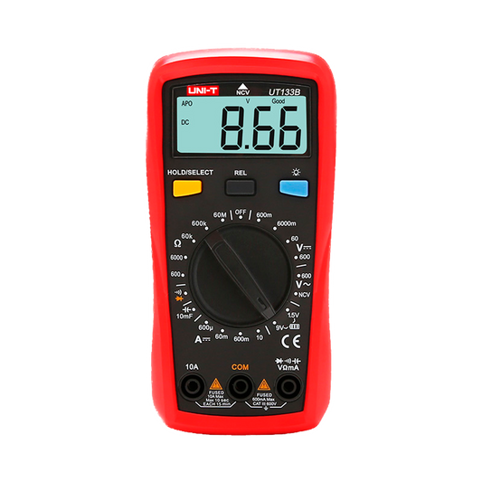 Multimetro digitale portatile - Misurazione della tensione DC e AC fino a 600V - Misura della corrente DC fino a 10A - Misurazione della resistenza e della capacitanza - Funzione NVC | Test di continuità  - Test di batteria