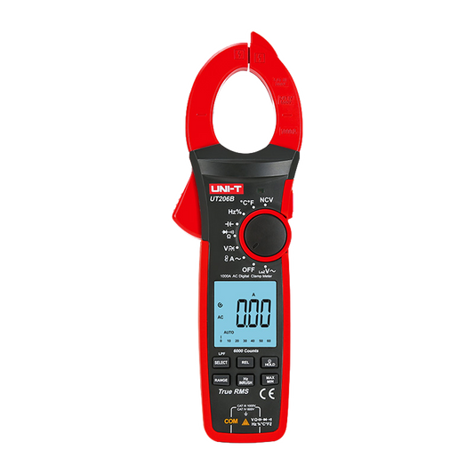 Pinza amperometrica LCD - Misura in DC fino a 1000V - Misura CA fino a 1000V e 1000A - Resistenza/capacitanza/frequenza/temperatura - Intervallo automatico | Test di diodi | True RMS | NVC - Apertura pinza di 42mm