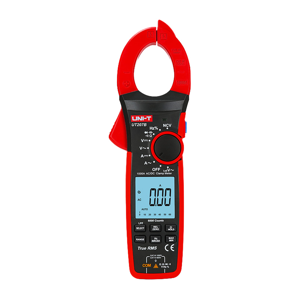 Pinza amperometrica LCD - Misura in DC fino a 1000V e 1000A - Misura CA fino a 1000V e 1000A - Resistenza/capacitanza/frequenza - Intervallo automatico | Test di diodi | True RMS | NVC - Apertura pinza di 42mm