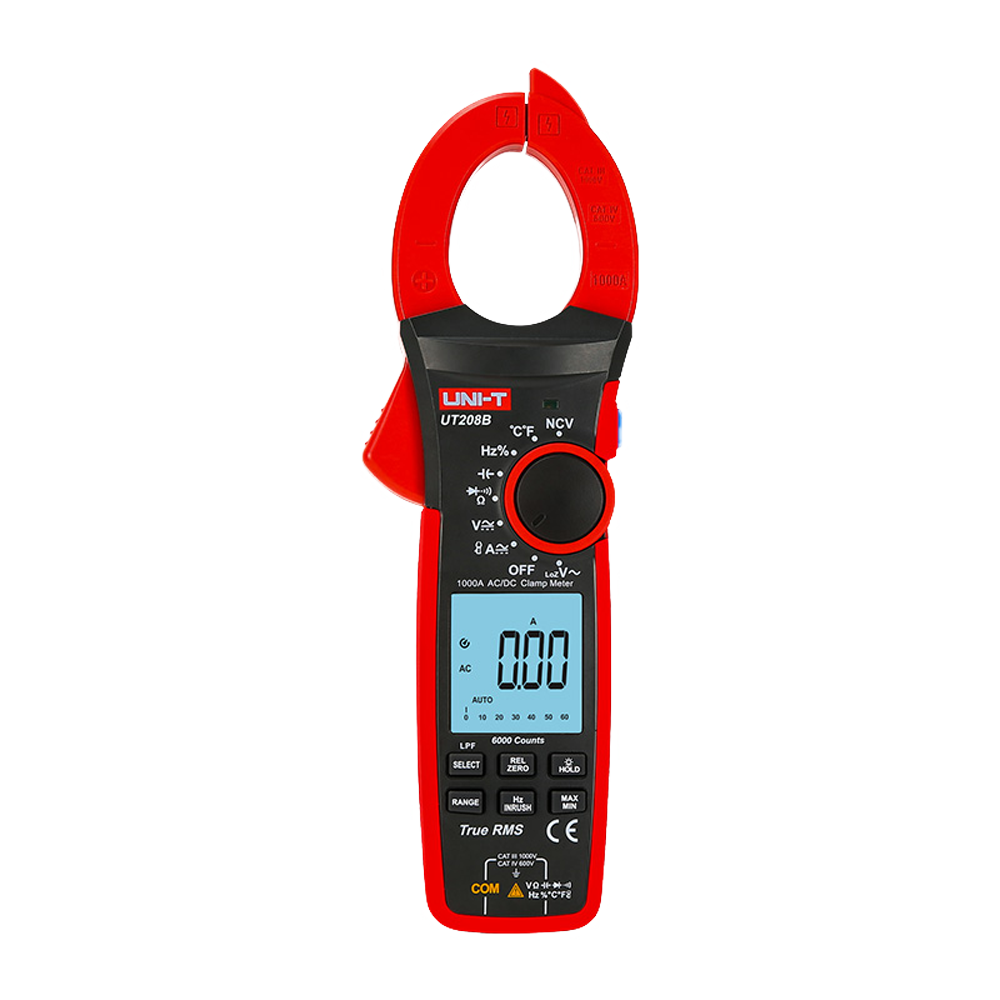 Pinza amperometrica LCD - Misura in DC fino a 1000V e 1000A - Misura CA fino a 1000V e 1000A - Resistenza/capacitanza/frequenza/temperatura - Intervallo automatico | Test di diodi | True RMS | NVC - Apertura pinza di 42mm