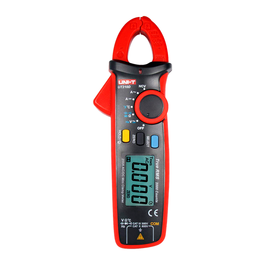 Mini pinza amperometrica - Misurazione DC e AC fino a 600V e 200A - Misura la resistenza, la frequenza e la capacitanza - Intervallo automatico | Test di diodi - True RMS | Buzzer di continuità  | NVC - Apertura pinza di 17mm