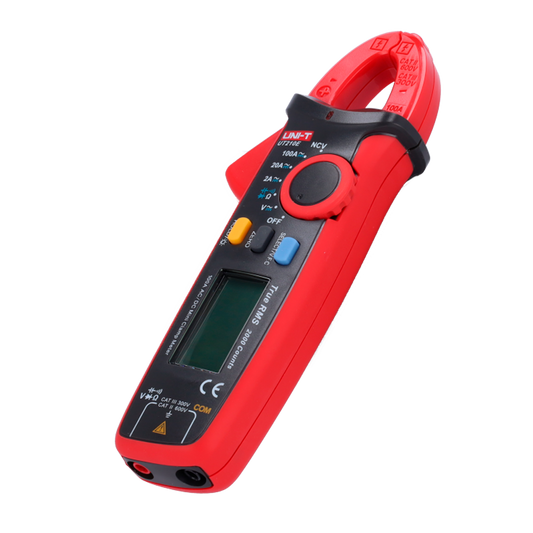 Mini pinza amperometrica - Misurazione DC e AC fino a 600V e 100A - Misura la resistenza e la capacitanza - Intervallo automatico | Test di diodi - True RMS | Buzzer di continuità  | NVC - Apertura pinza di 17mm