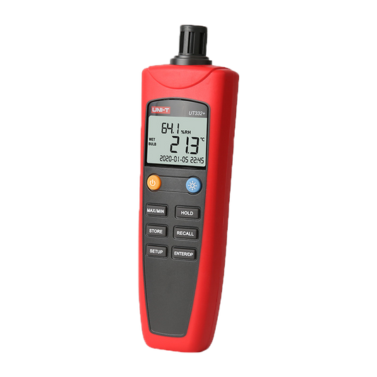 Misuratore di condizioni ambientali - Misurazione della temperatura e dell'umidità  - Design leggero ed economico con interfaccia intuitiva - Spegnimento automatico - T° di umidità  e sensazione termica - Collegamento USB al software del PC