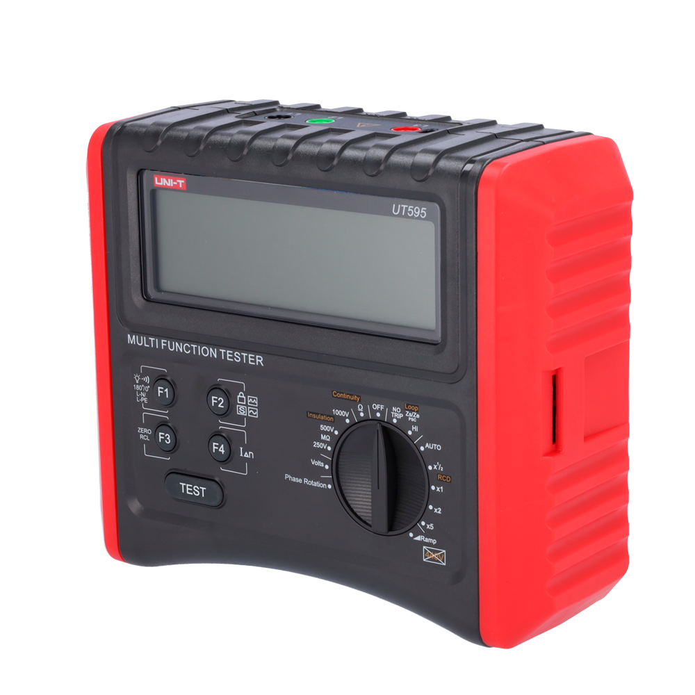 Misuratore di installazioni multifunzione - Display LCD da 9999 conteggi - Misura della resistenza di isolamento e della continuità  - Misura dell'impedenza di linea e di loop - Test RCD | Test RCD a rampa - Tester di sequenza delle fasi