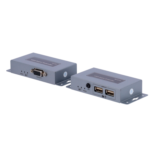 Estensore VGA/USB per UTP - Trasmettitore e ricevitore - Distanza 100 m - Fino a 1920x1440 - Su cavo UTP Cat 5/5e/6 - Alimentazione DC 12 V