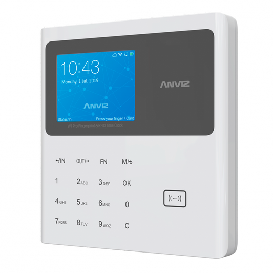 Terminale di rilevazione presenze Anviz - Scheda EM e PIN  - 10.000 utenti | 100.000 registri - TCP/IP e USB - 8 modi di controllo di presenza - Software CrossChex