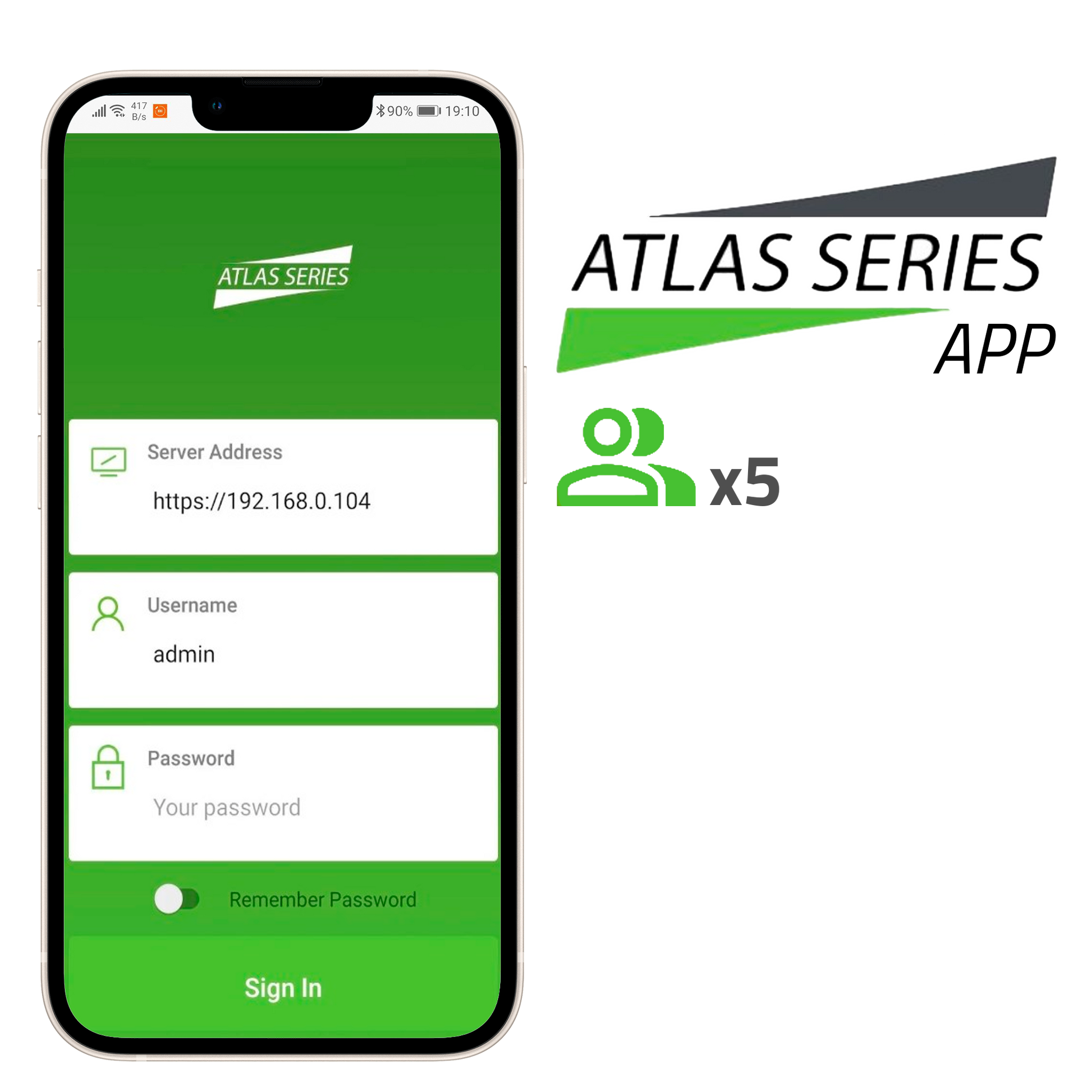 Licenza app per il controllo accessi - Capacità  5 amministratori - Gestione utenti e aperture da remoto - Adatto per Android e iOS - Multilingue - Compatibile con controller ATLAS Series